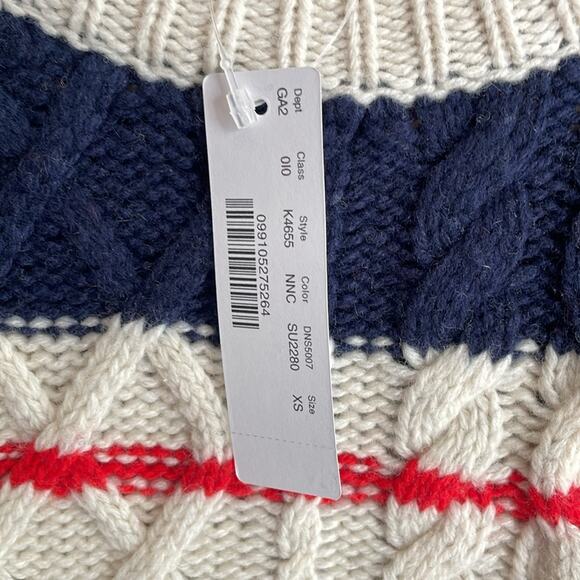 J.Crew Gabby Stripe Cable Knit Wool Tunic Sweater - Picture 7 of 14